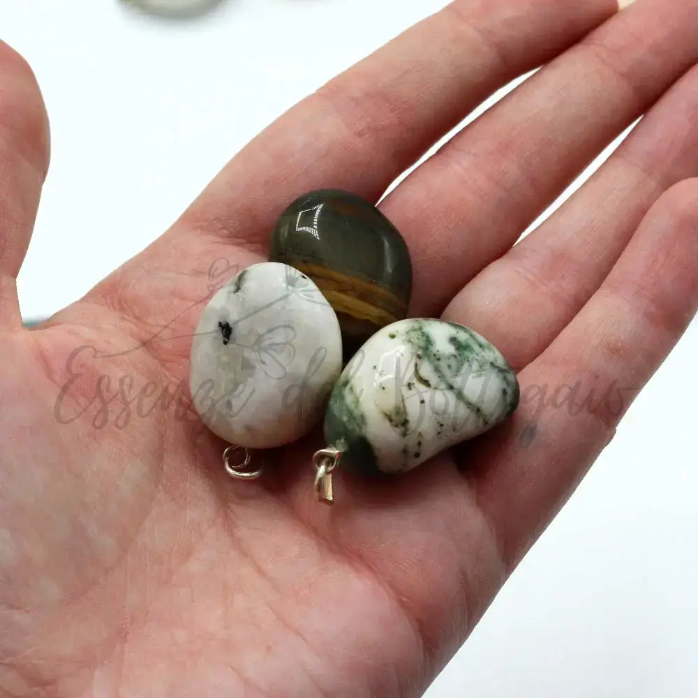 20 Pendenti Pietre Burattate & Gancio Placcato in Argento - Mixed Gemstones