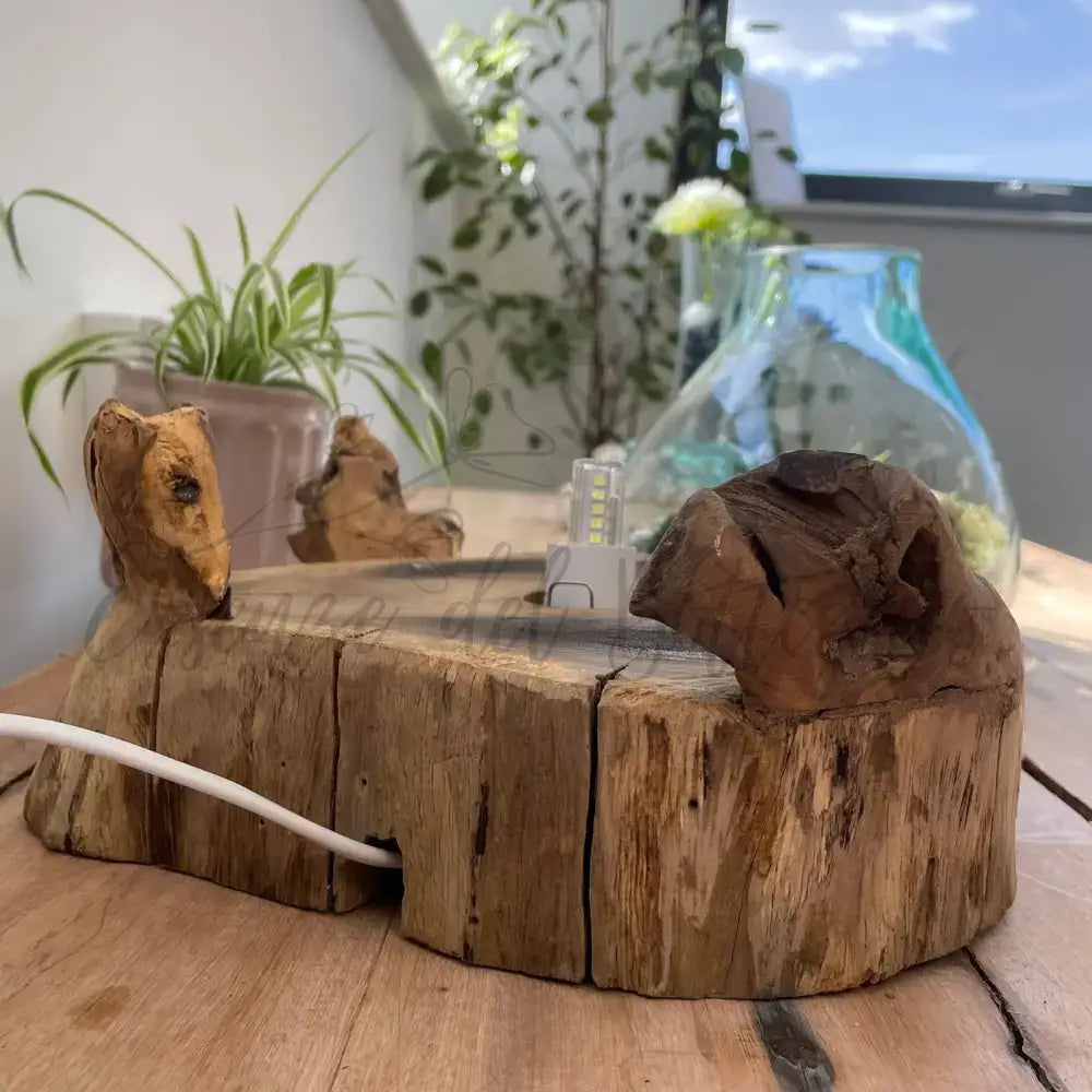 Acquario grande in vetro soffiato su legno - 32 cm - Molten Glass on Wood