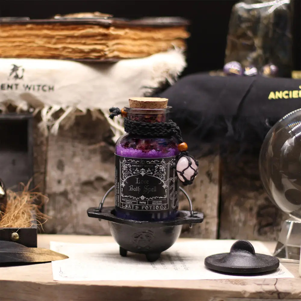 Pozione da Bagno Stregoneria Antica & Amuleto in Quarzo Rosa – Amore - Ancient Witch Bath Spell Potions