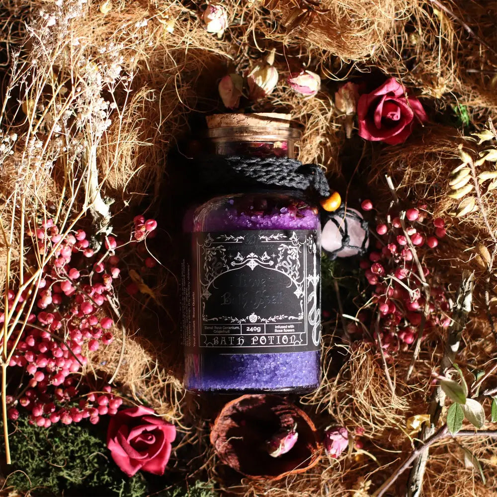 Pozione da Bagno Stregoneria Antica & Amuleto in Quarzo Rosa – Amore - Ancient Witch Bath Spell Potions