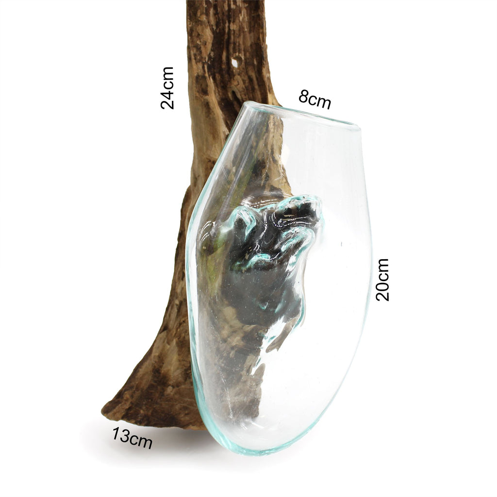 Vetro soffiato su legno - Ciotola sospesa - Essenze del Bottegaio