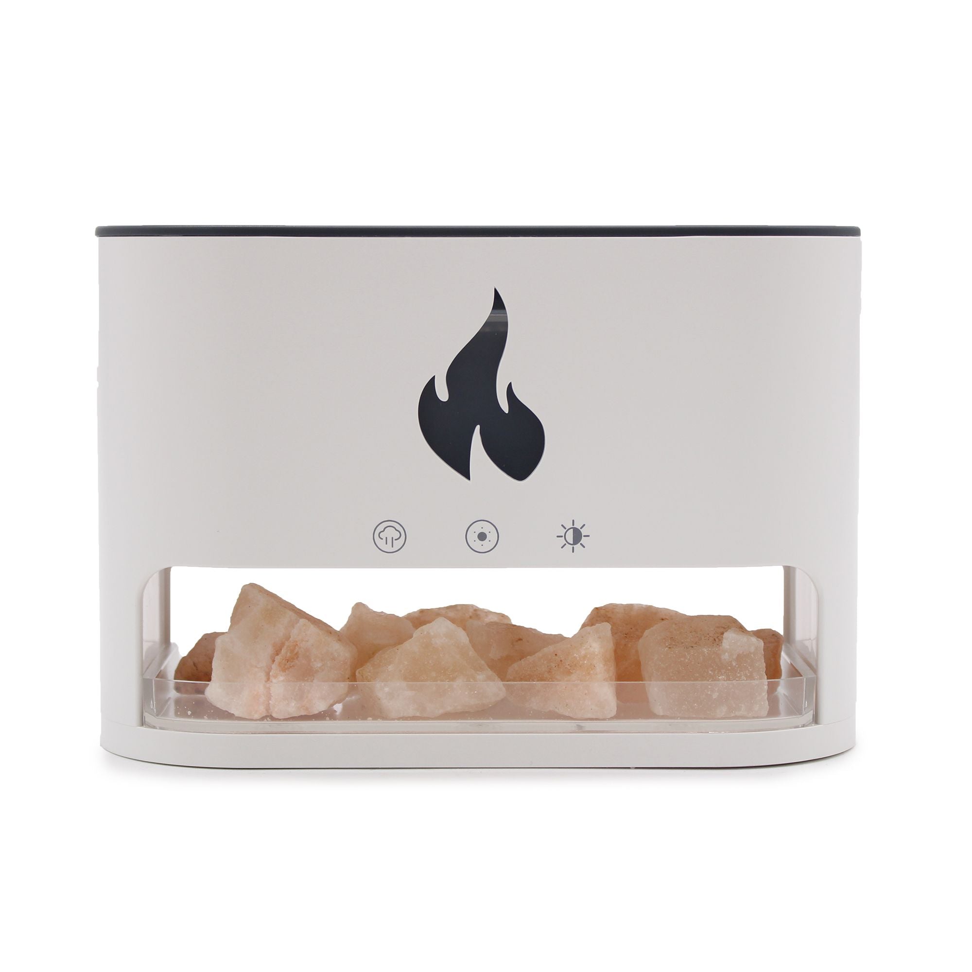 Diffusore di aromi White Blaze - con vasca di sale dell'Himalaya - USB-C - Effetto fiamma (sale incluso) - Essenze del Bottegaio