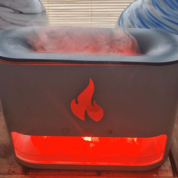 Diffusore di aromi White Blaze - con vasca di sale dell'Himalaya - USB-C - Effetto fiamma (sale incluso) - Essenze del Bottegaio