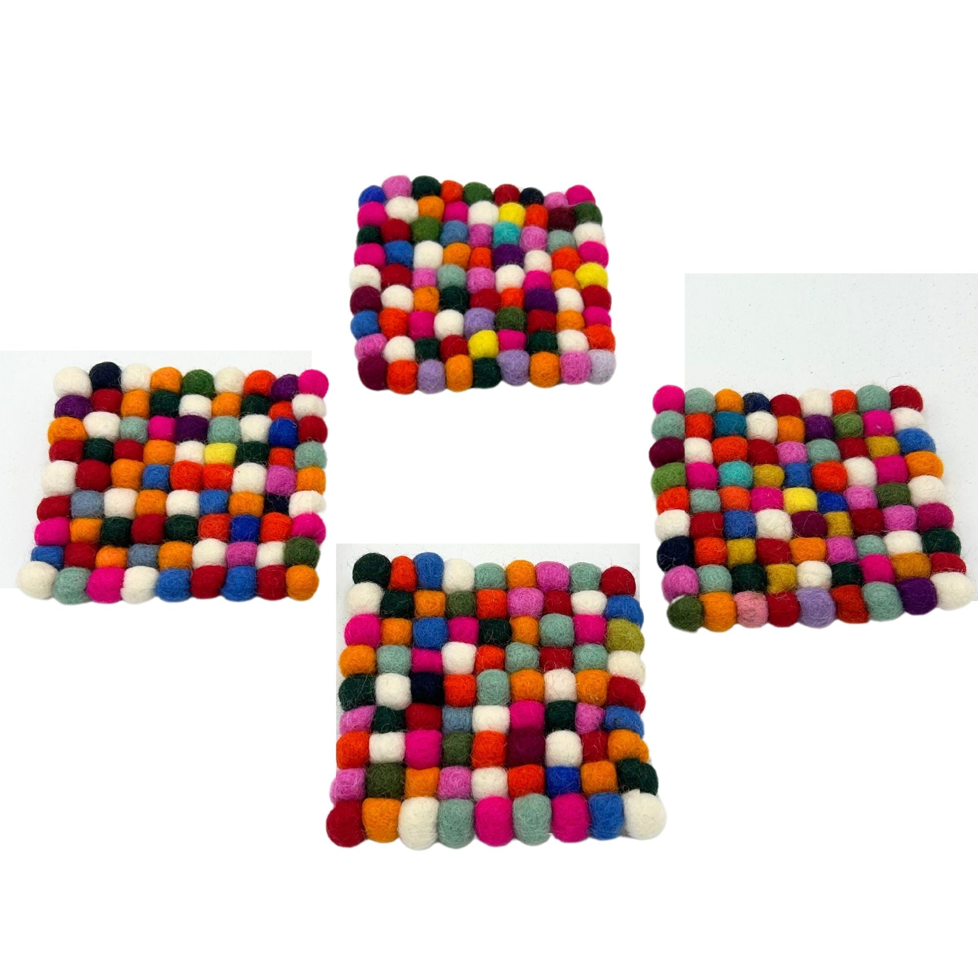 Set 4 Sottobicchieri in Feltro Quadrati 10 cm - Multicolore - Essenze del Bottegaio
