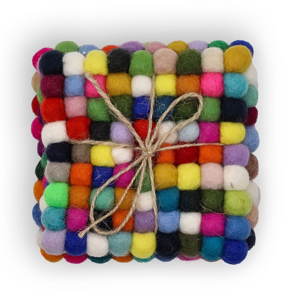 Set 4 Sottobicchieri in Feltro Quadrati 10 cm - Multicolore - Essenze del Bottegaio