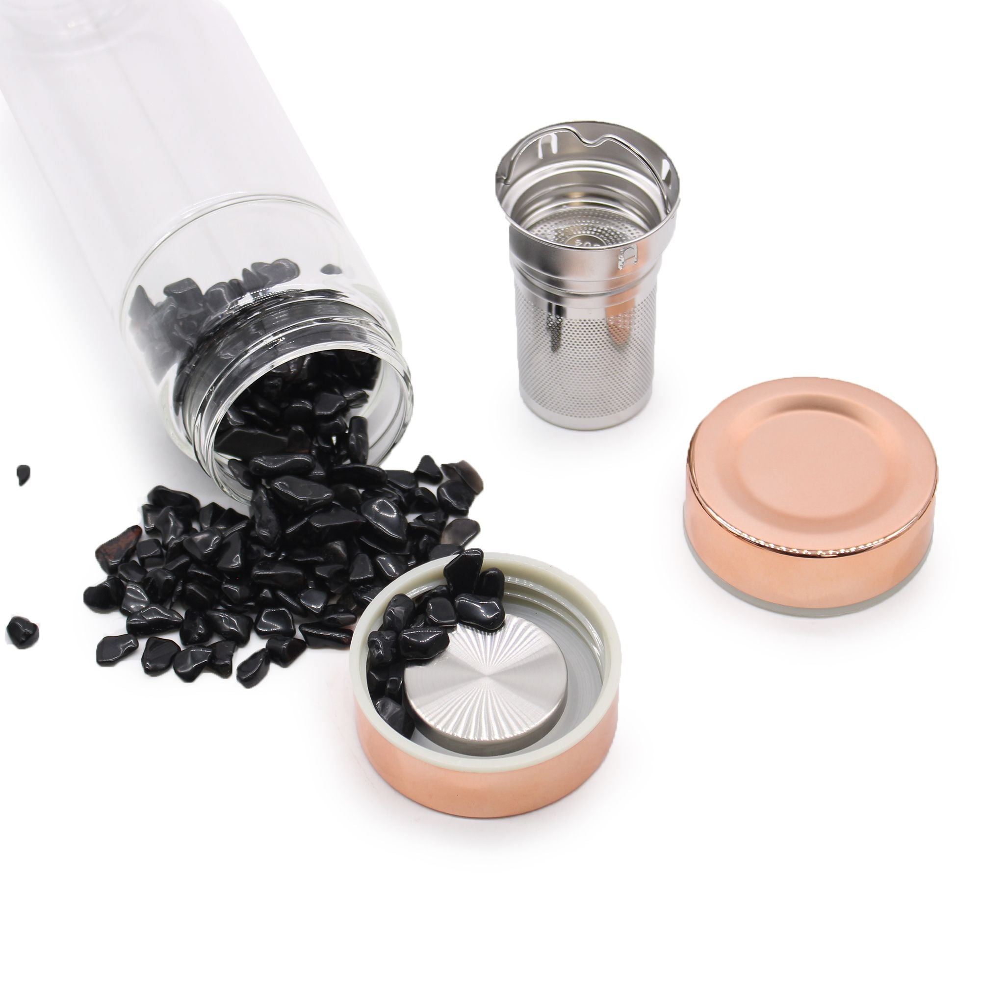 Borraccia in Vetro con Infusore per i Tè - Onice - Essenze del Bottegaio