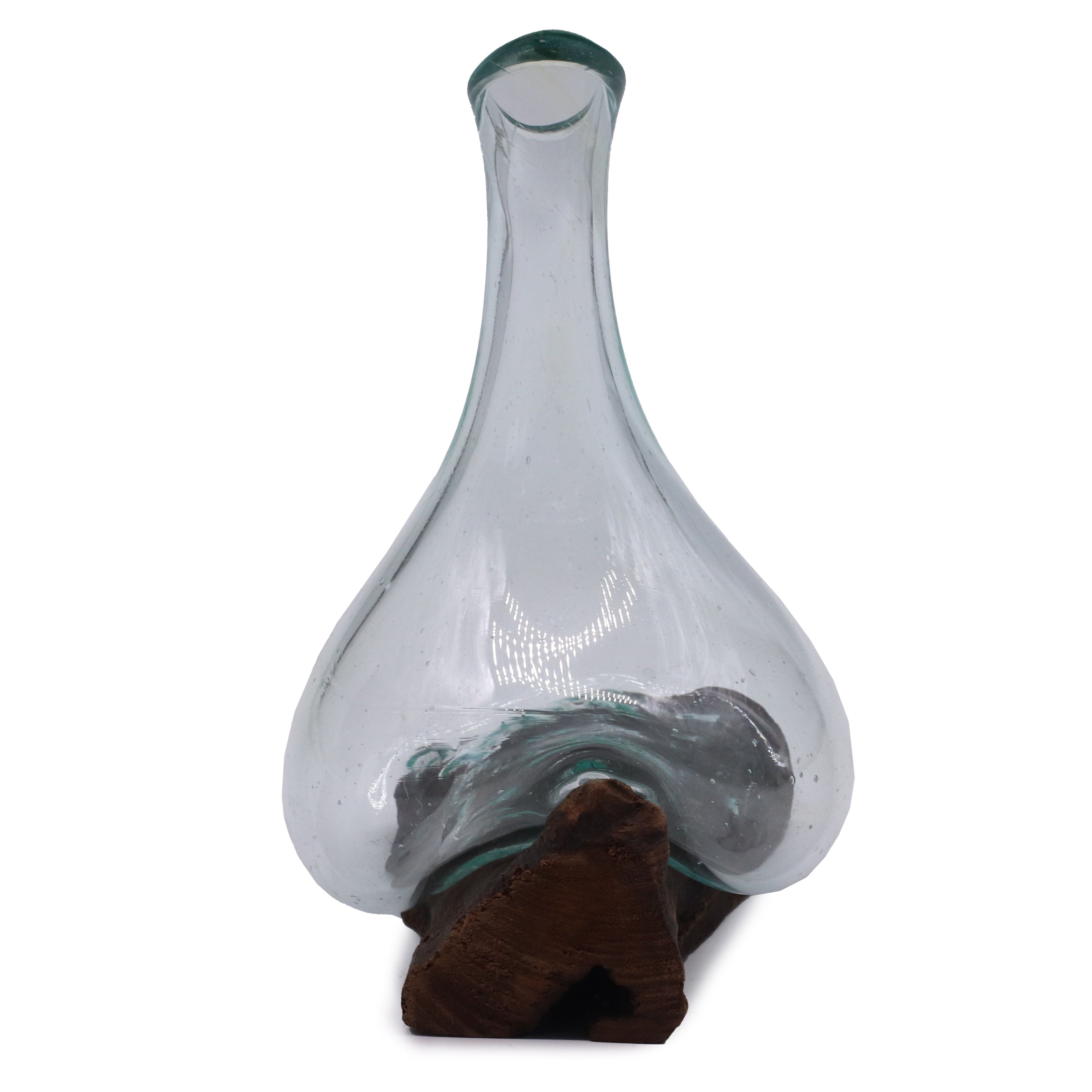 Mini decanter in vetro soffiato su legno 20 cm - Essenze del Bottegaio