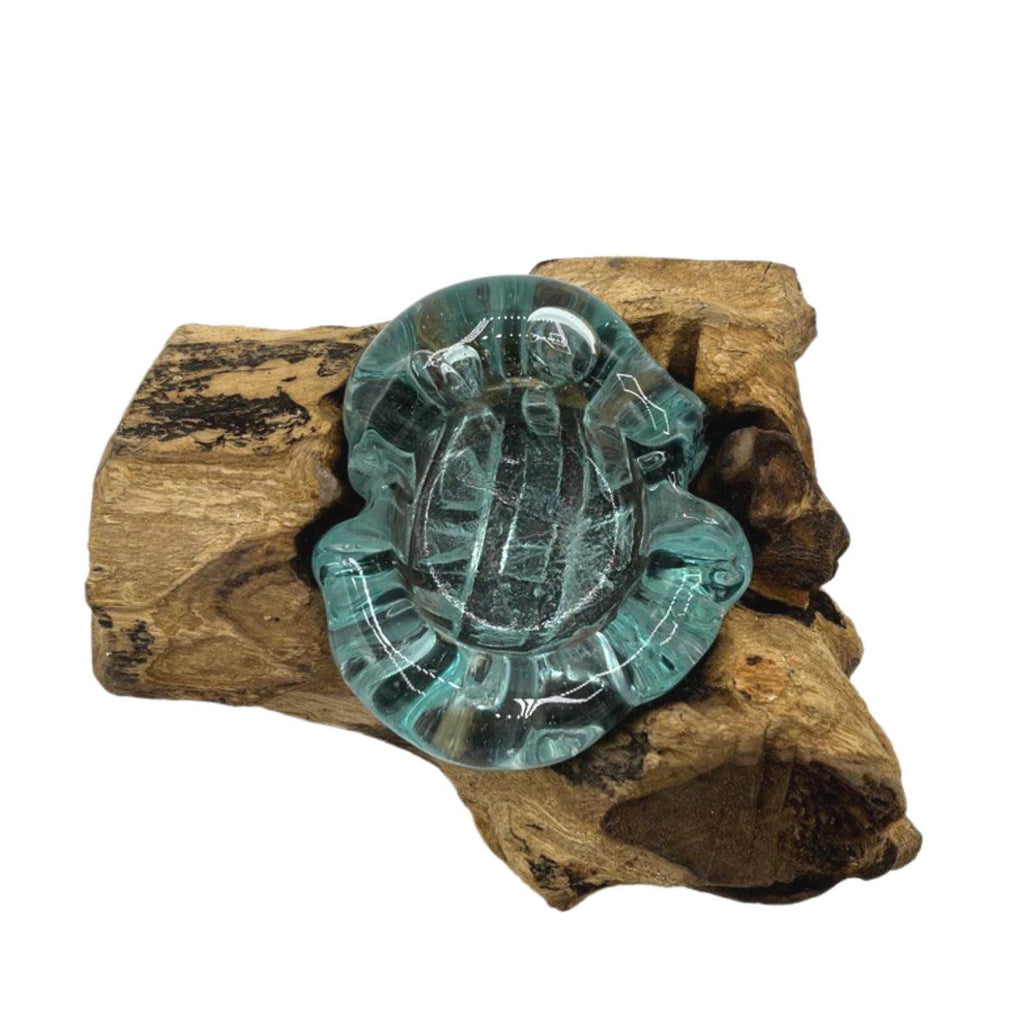 Portacandele singolo in vetro soffiato su legno - Essenze del Bottegaio