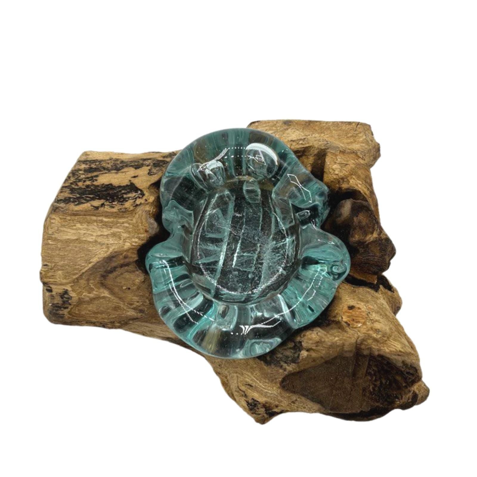 Portacandele singolo in vetro soffiato su legno - Essenze del Bottegaio