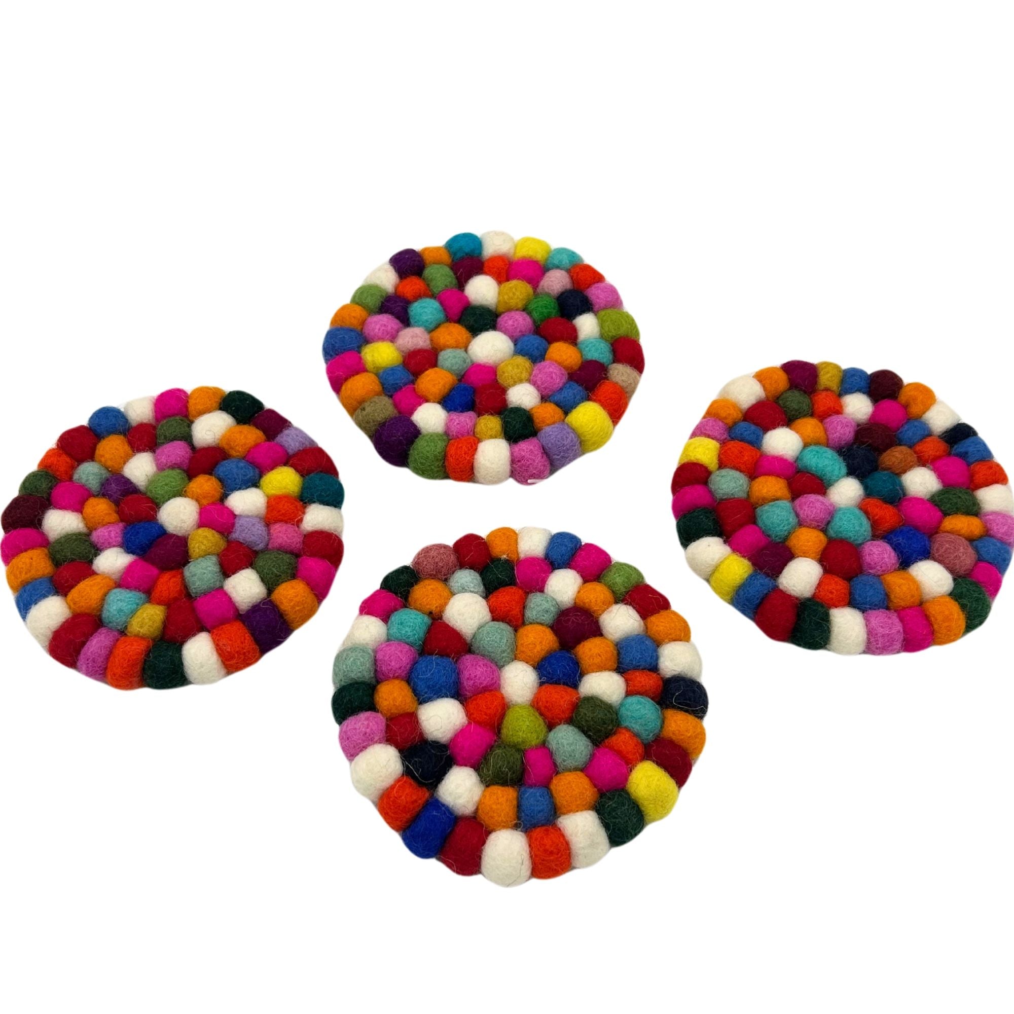 Set 4 Sottobicchieri in Feltro Rotondi 10 cm - Multicolore - Essenze del Bottegaio