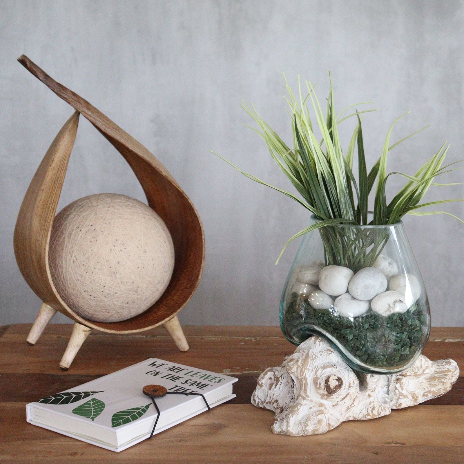 Vetro soffiato su legno imbiancato - Ciotola media - Essenze del Bottegaio