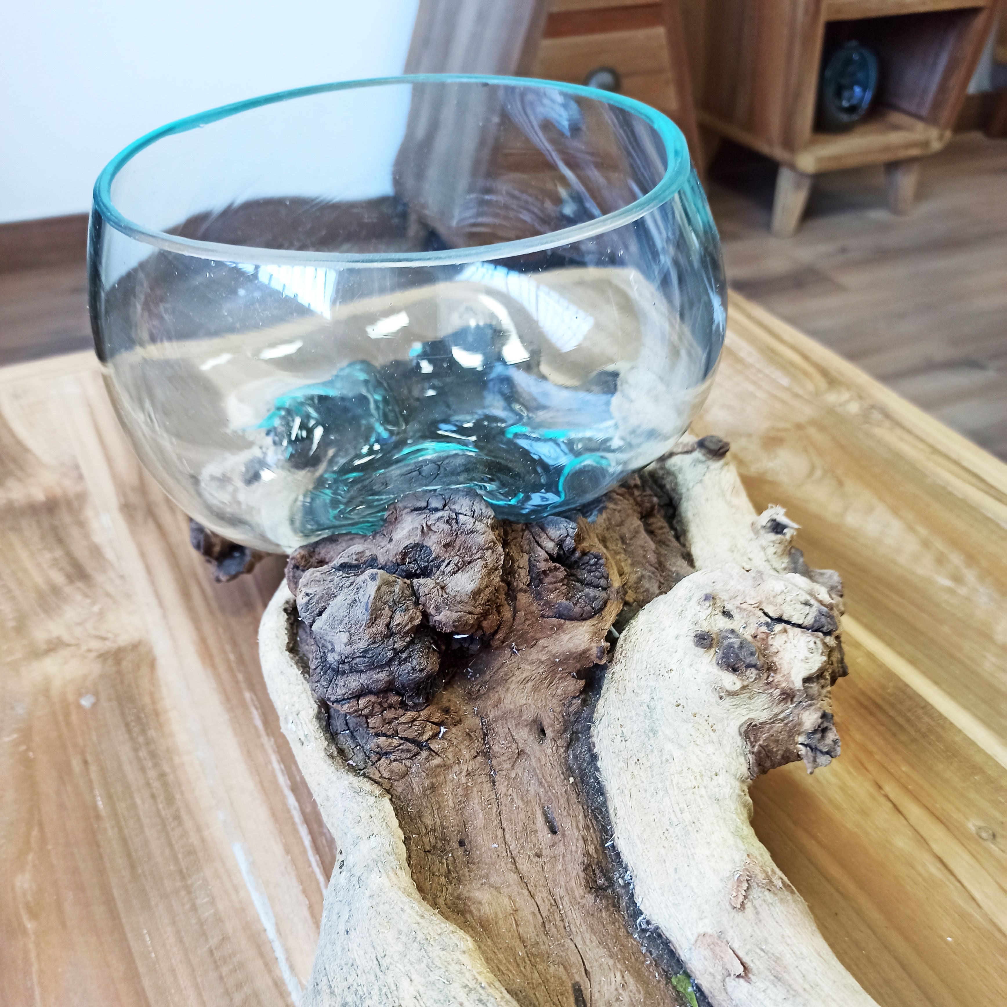 Vetro soffiato su legno con supporto doppio XLarge - 70 cm - Essenze del Bottegaio