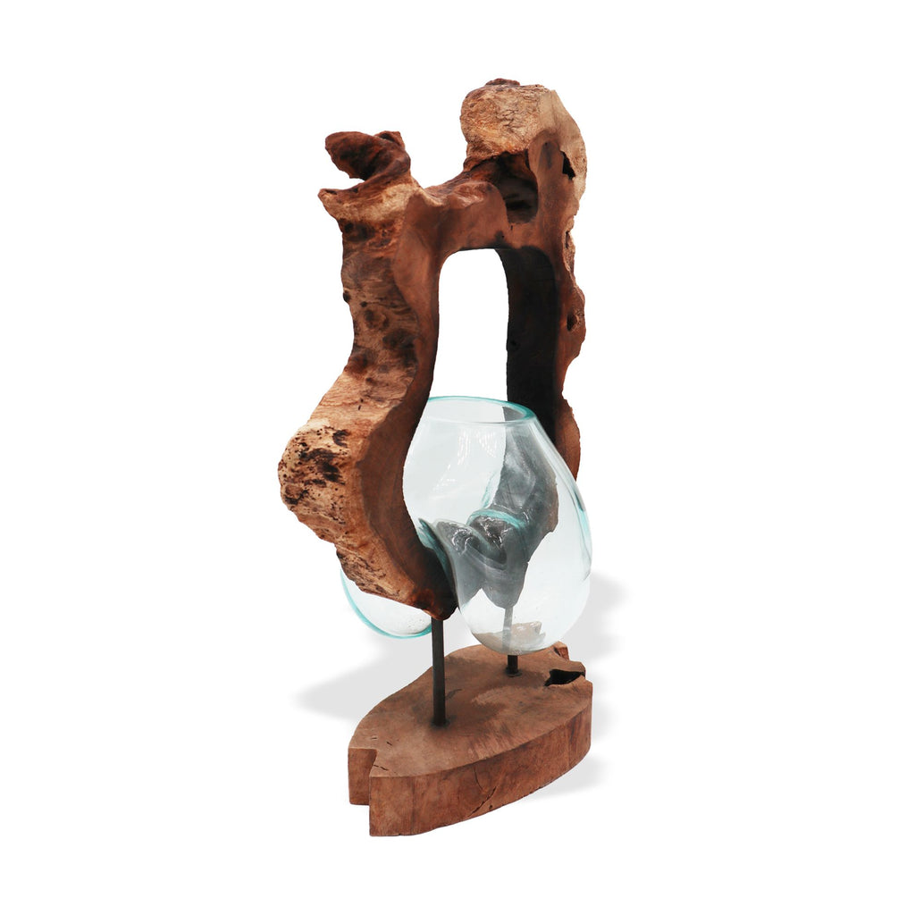 Vaso artistico sospeso in vetro Molton su legno - Essenze del Bottegaio