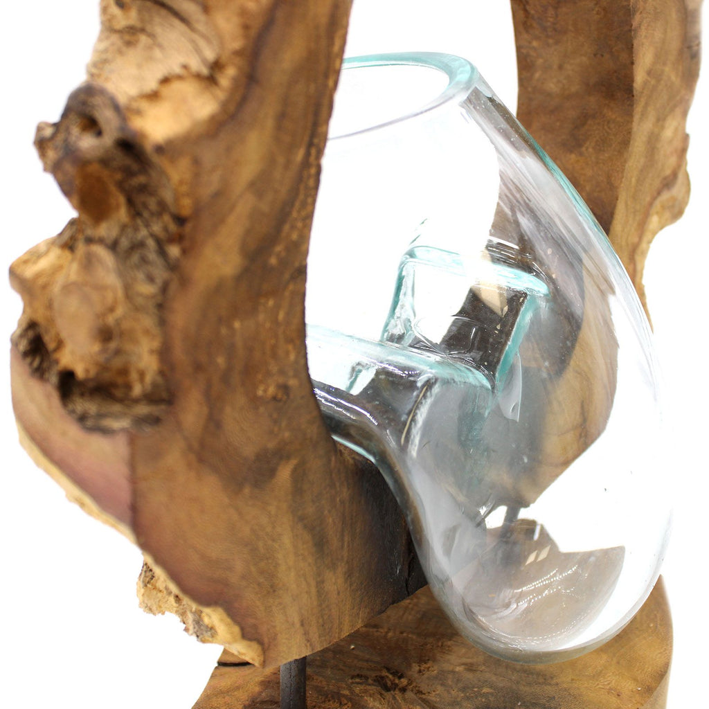 Vaso artistico sospeso in vetro Molton su legno - Essenze del Bottegaio