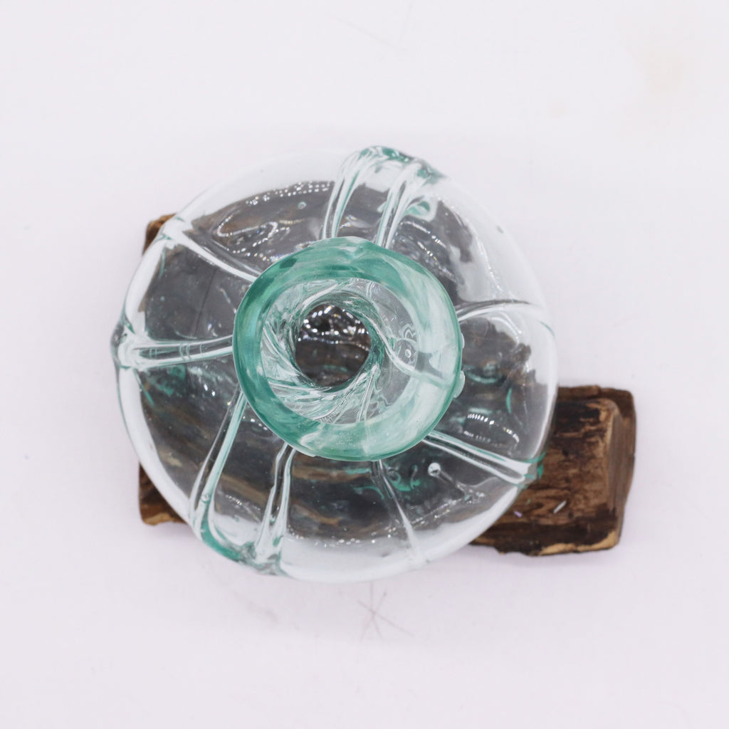 Mini decanter in vetro soffiato su legno da 24 cm - Essenze del Bottegaio