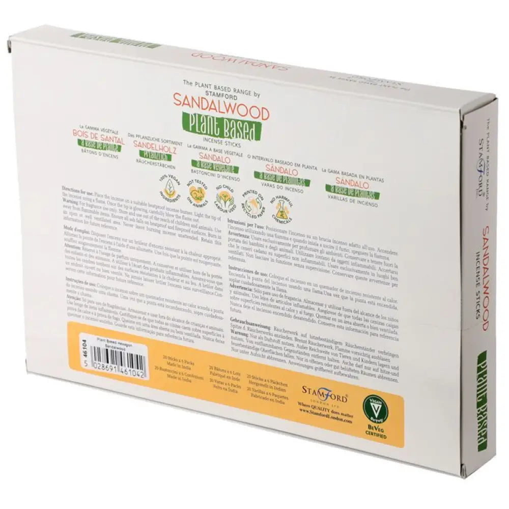 Bastoncini di incenso a base vegetale - legno di sandalo - Stamford Plant Based Incense Sticks