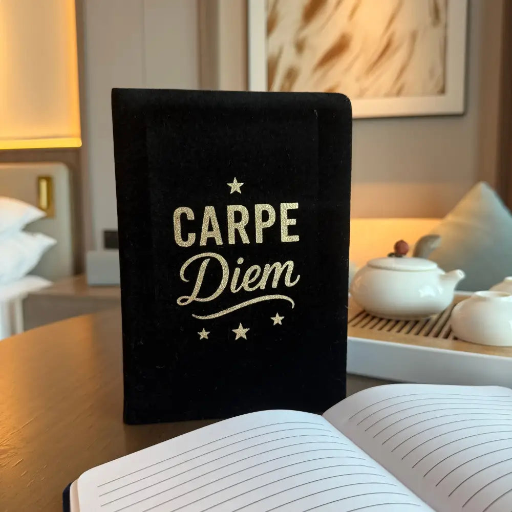 Black Velvet Notebook - 80 pages - Carpe Diem - Wellness & Gratitude Notebooks