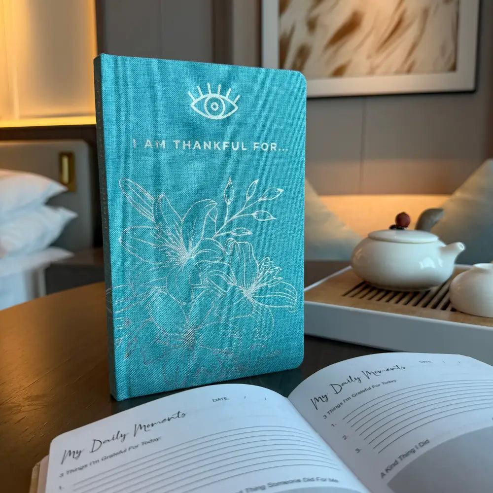 Blue Gratitude Journal with Silver Lining - 120 pages - Wellness & Gratitude Notebooks