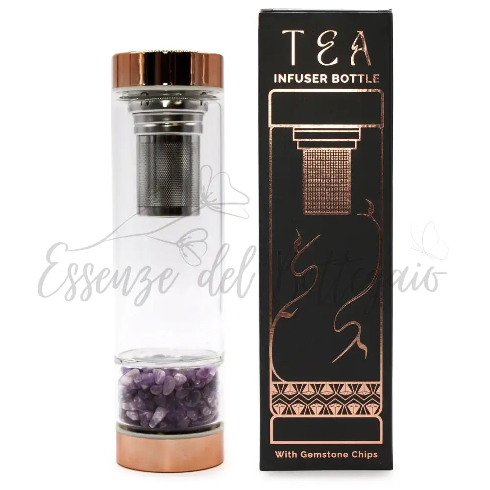Borraccia in Vetro con Infusore per i Tè - Ametista - Crystal Glass Tea Infuser Bottle