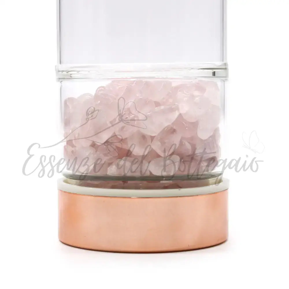 Borraccia in Vetro con Infusore per i Tè - Quarzo Rosa - Crystal Glass Tea Infuser Bottle