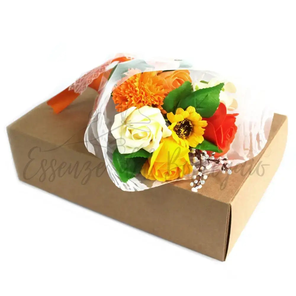 Bouquet Fiori di Sapone Arancio con Confezione - Soap Flower Bouquets