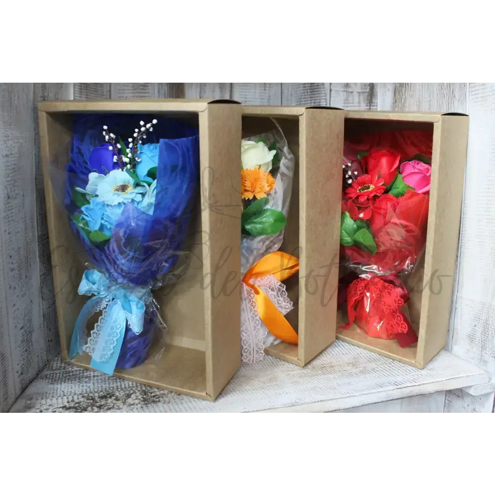 Bouquet Fiori di Sapone Arancio con Confezione - Soap Flower Bouquets