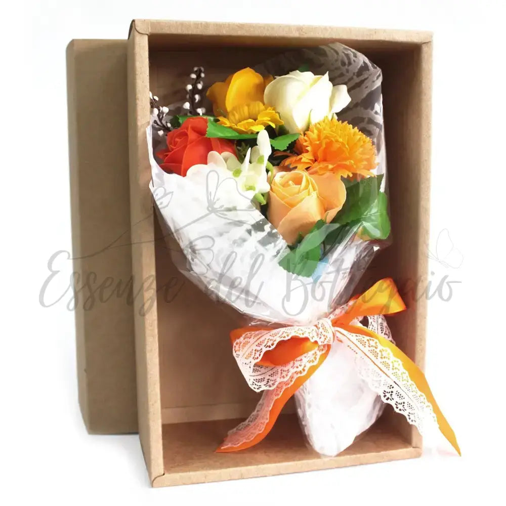 Bouquet Fiori di Sapone Arancio con Confezione - Soap Flower Bouquets