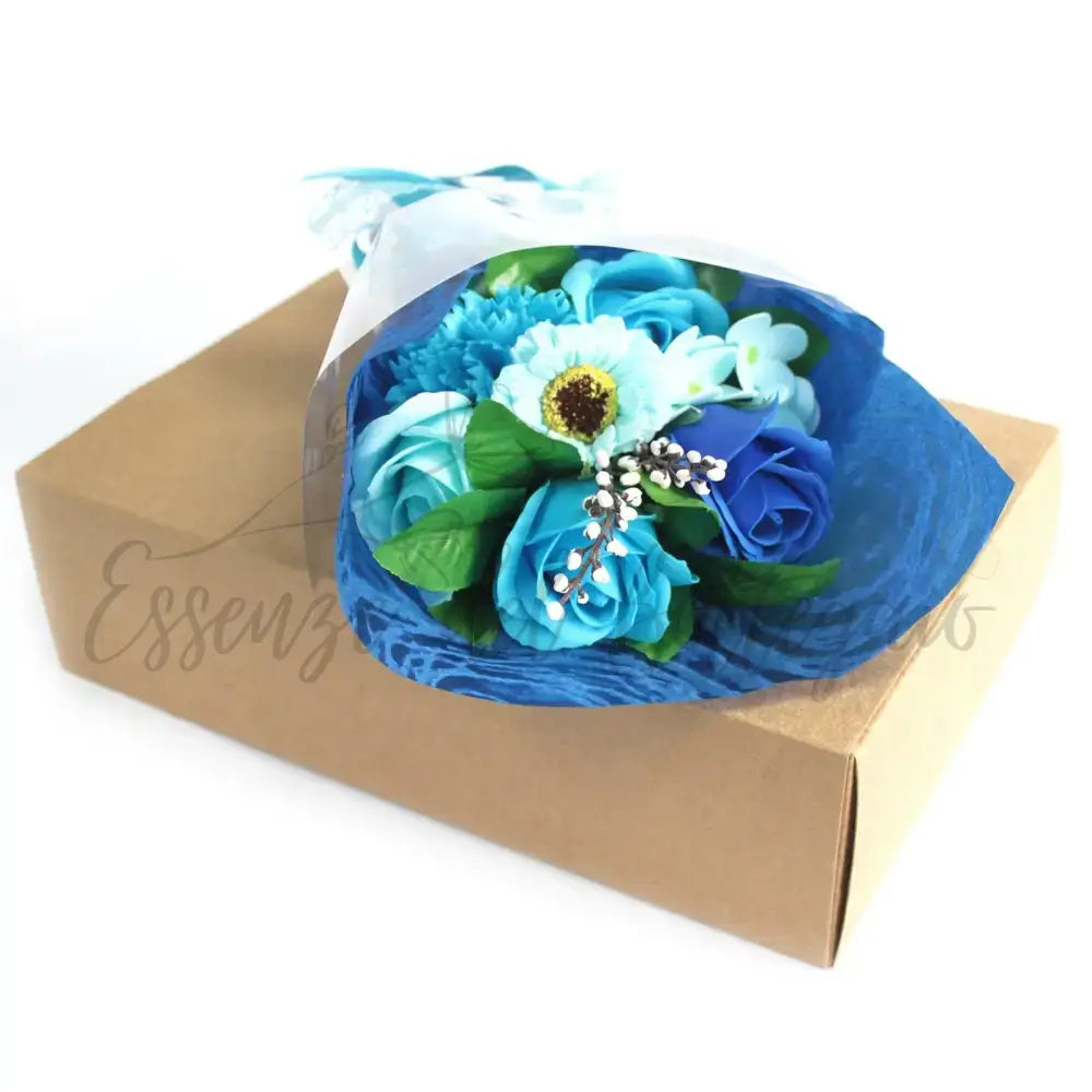 Bouquet Fiori di Sapone Blu con Confezione - Soap Flower Bouquets