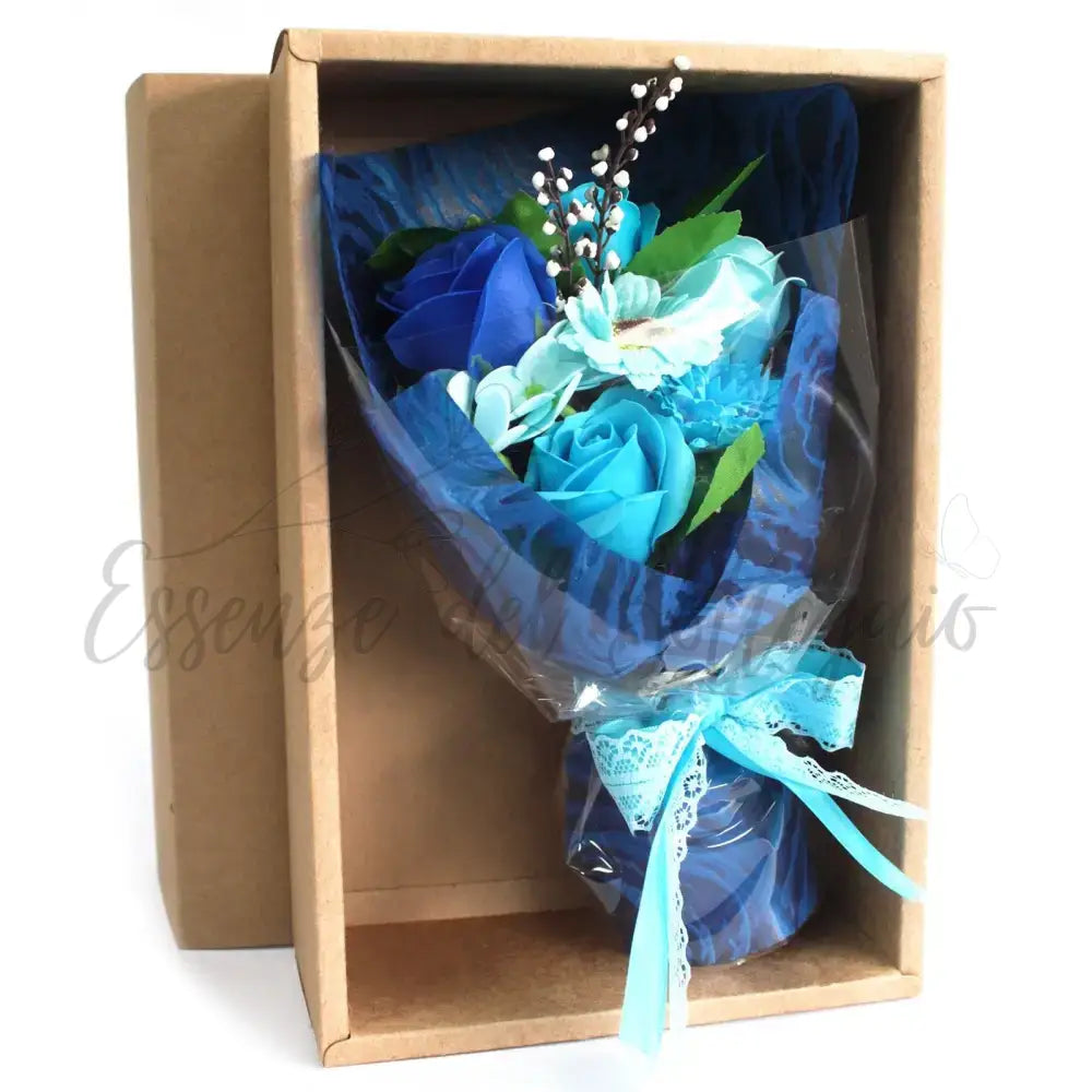Bouquet Fiori di Sapone Blu con Confezione - Soap Flower Bouquets