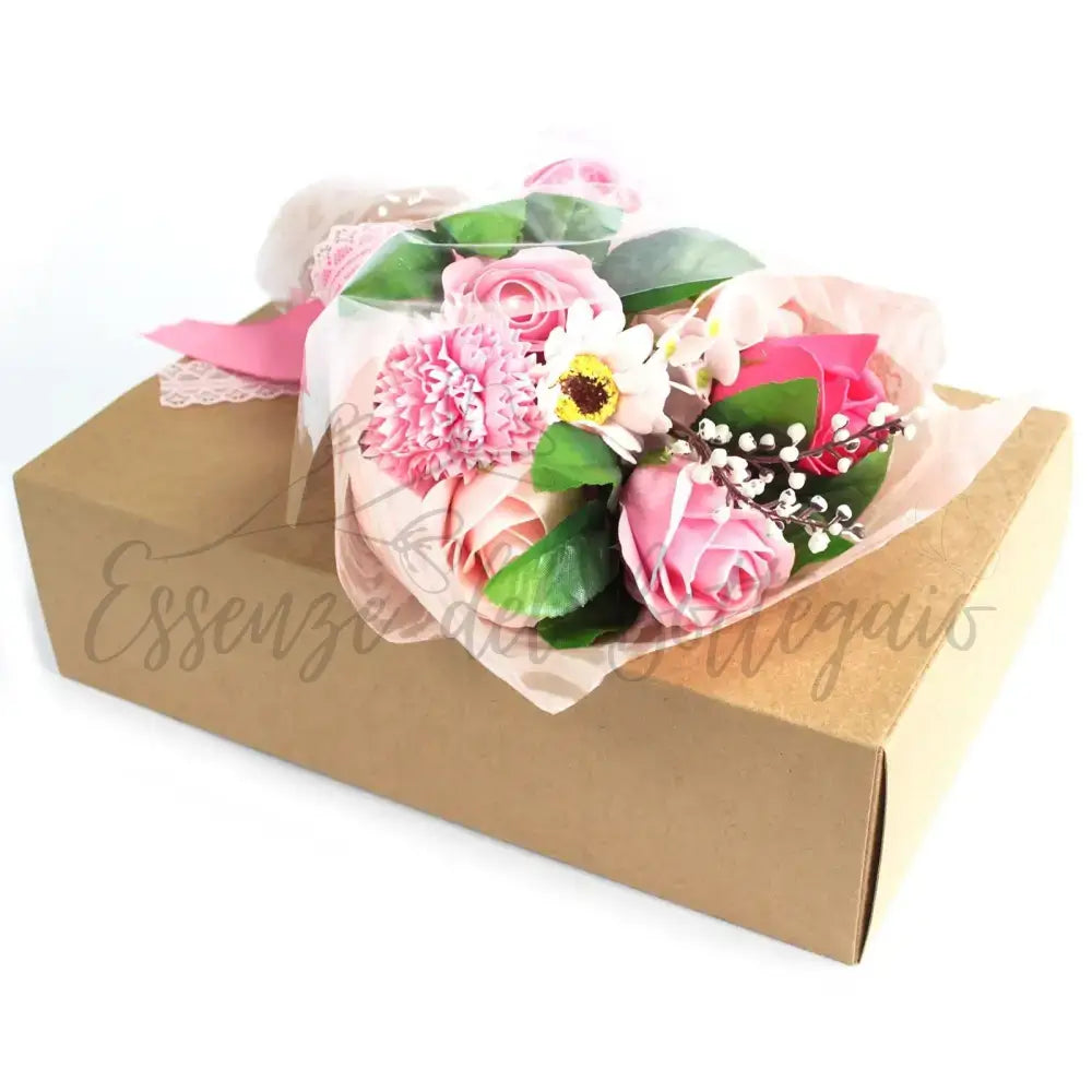 Bouquet Fiori di Sapone Rosa con Confezione - Soap Flower Bouquets