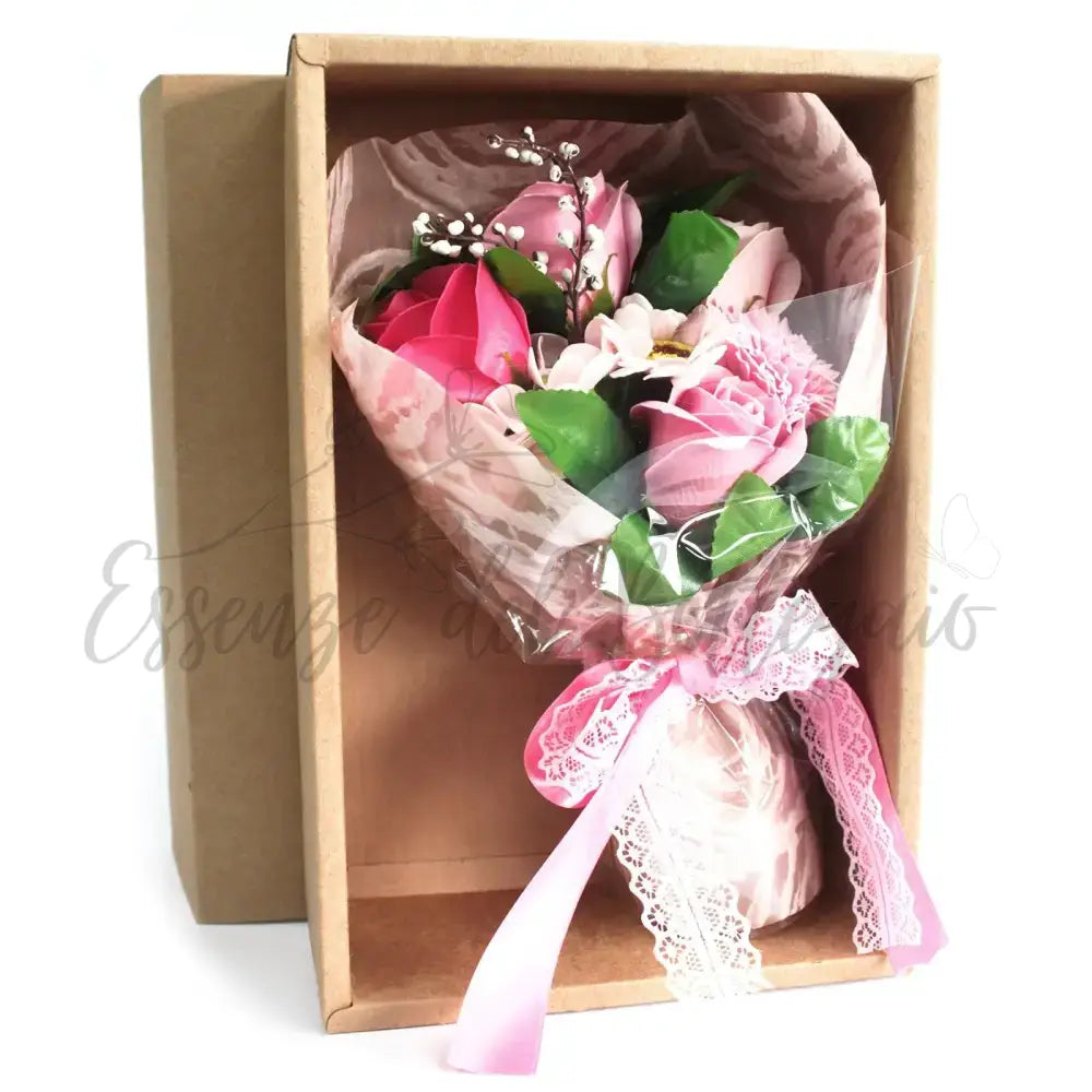 Bouquet Fiori di Sapone Rosa con Confezione - Soap Flower Bouquets