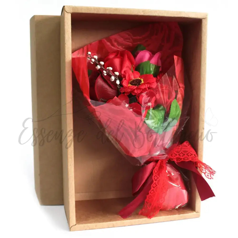 Bouquet Fiori di Sapone Rosso con Confezione - Soap Flower Bouquets