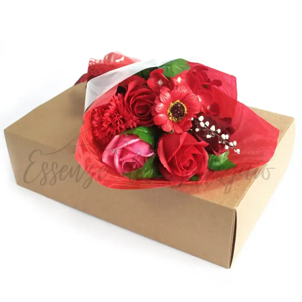 Bouquet Fiori di Sapone Rosso con Confezione - Soap Flower Bouquets