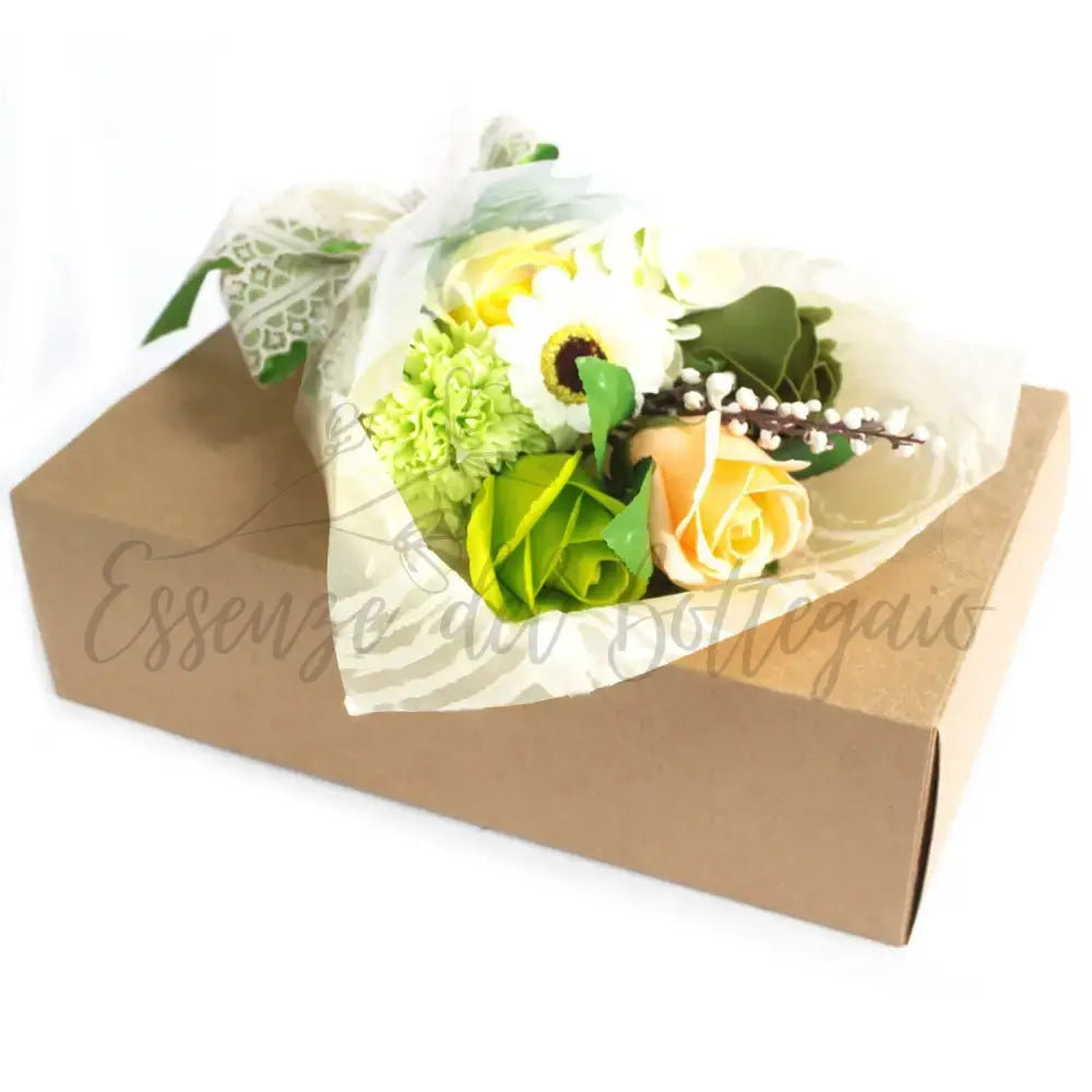 Bouquet Fiori di Sapone Verde con Confezione - Soap Flower Bouquets