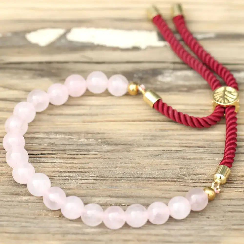 Braccialetto Bordeaux con Terminali Placcati Oro 18k - Gemstones String Bracelets