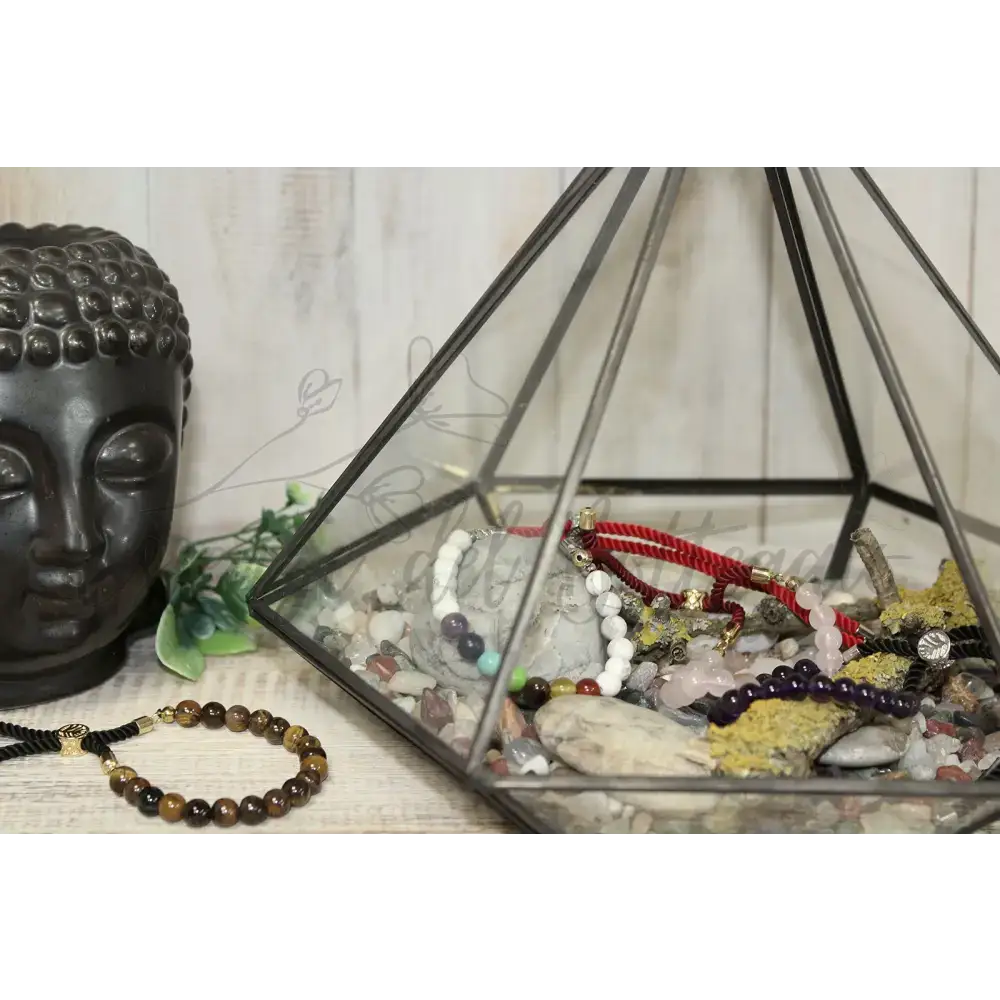 Braccialetto Carbone con Terminali Placcati Argento 925 - Gemstones String Bracelets