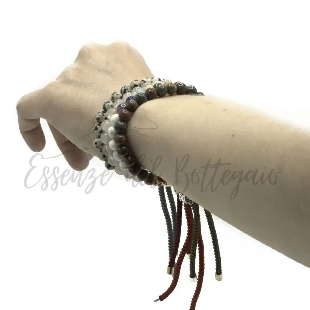 Braccialetto Carbone con Terminali Placcati Argento 925 - Gemstones String Bracelets