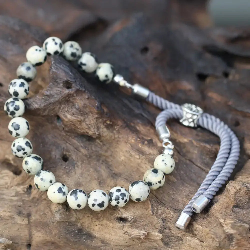Braccialetto Carbone con Terminali Placcati Argento 925 - Gemstones String Bracelets
