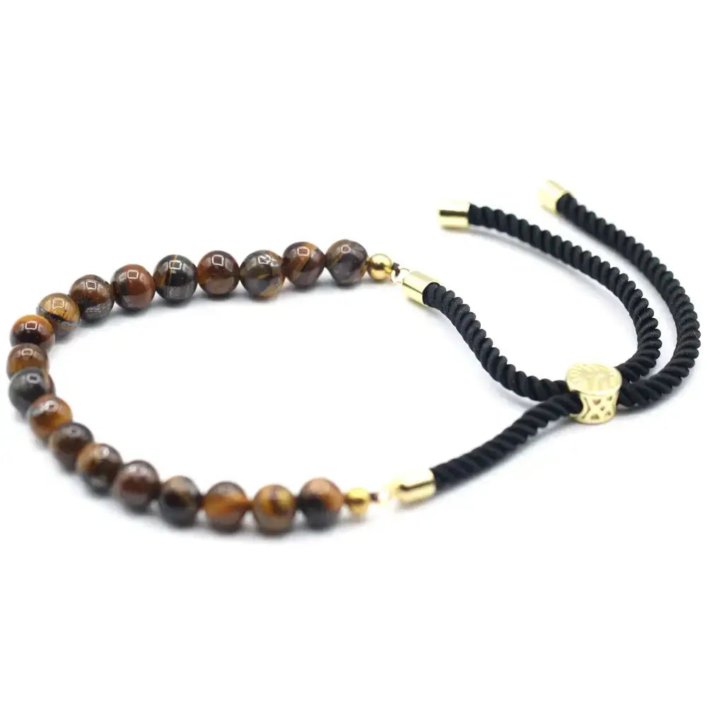 Braccialetto Nero con Terminali Placcati Oro 18k - Occhio - Gemstones String Bracelets