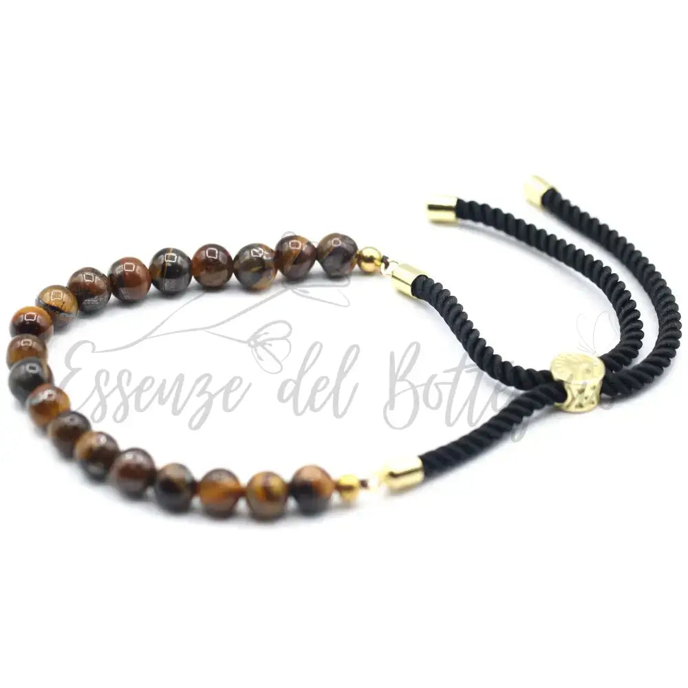 Braccialetto Nero con Terminali Placcati Oro 18k - Occhio - Gemstones String Bracelets