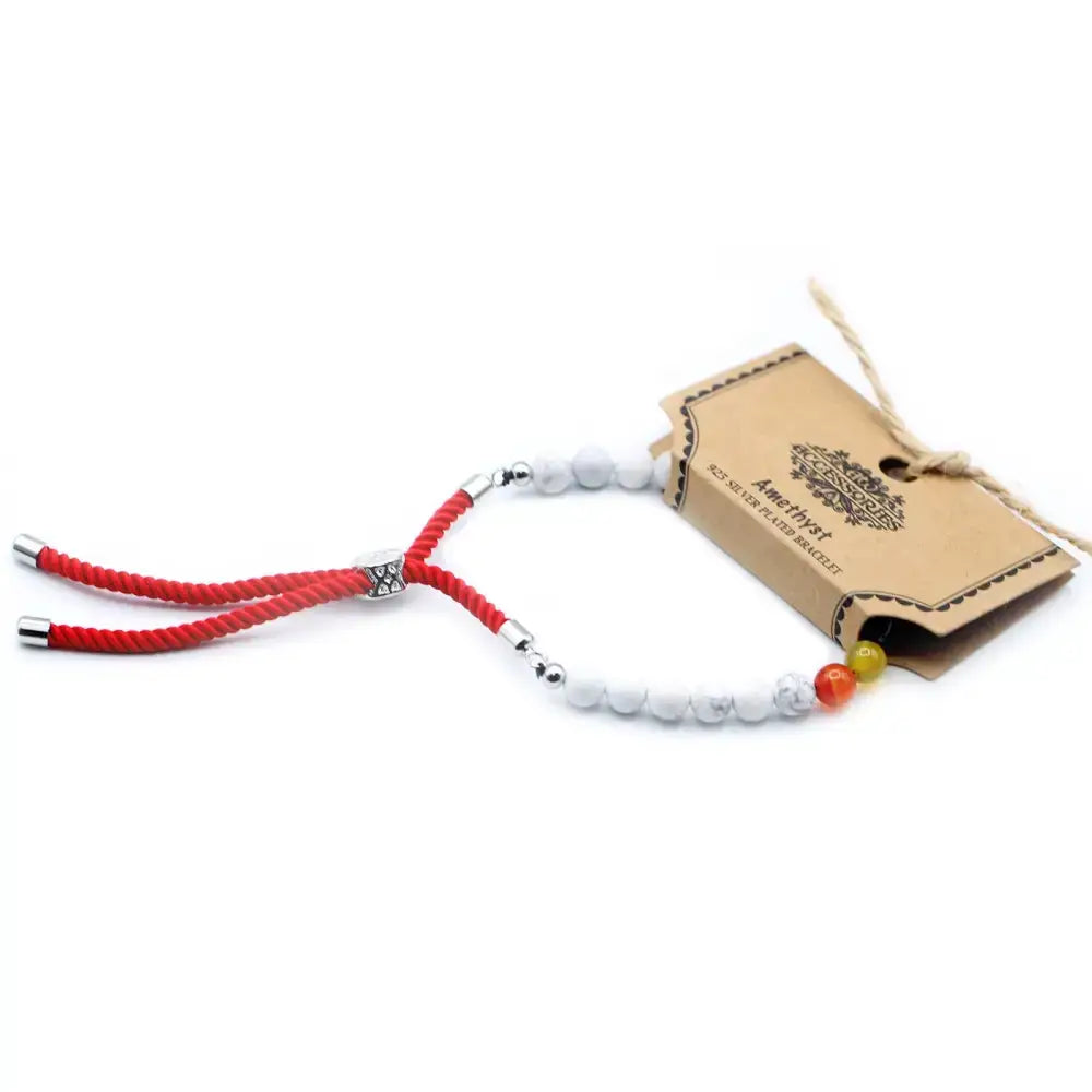 Braccialetto Rosso con Terminali Placcati Argento 925 - Gemstones String Bracelets
