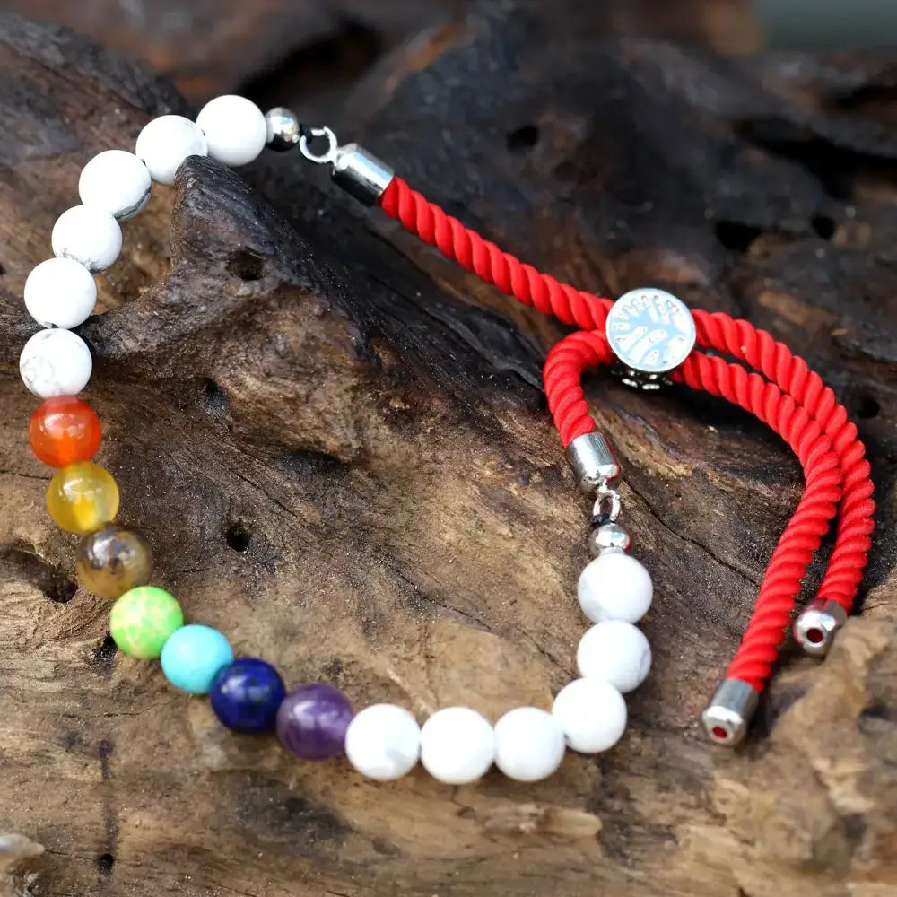 Braccialetto Rosso con Terminali Placcati Argento 925 - Gemstones String Bracelets