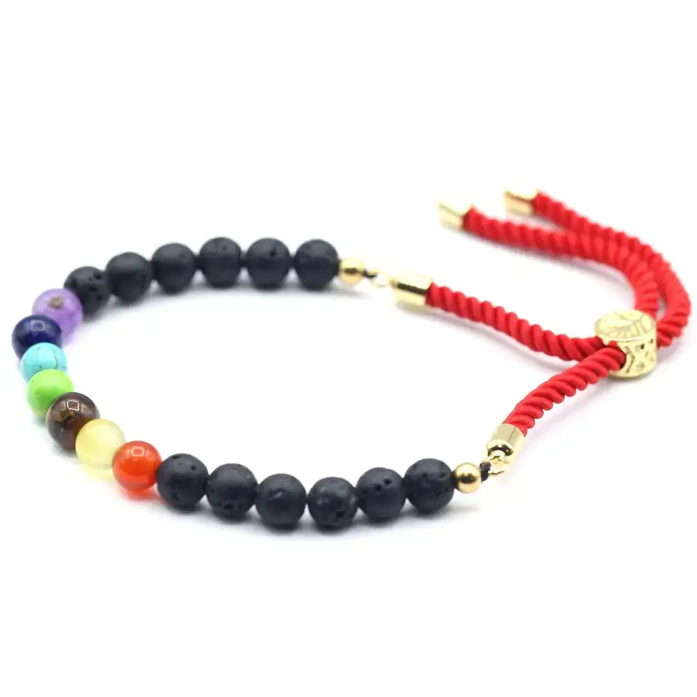 Braccialetto Rosso con Terminali Placcati Oro 18k - Pietra - Gemstones String Bracelets