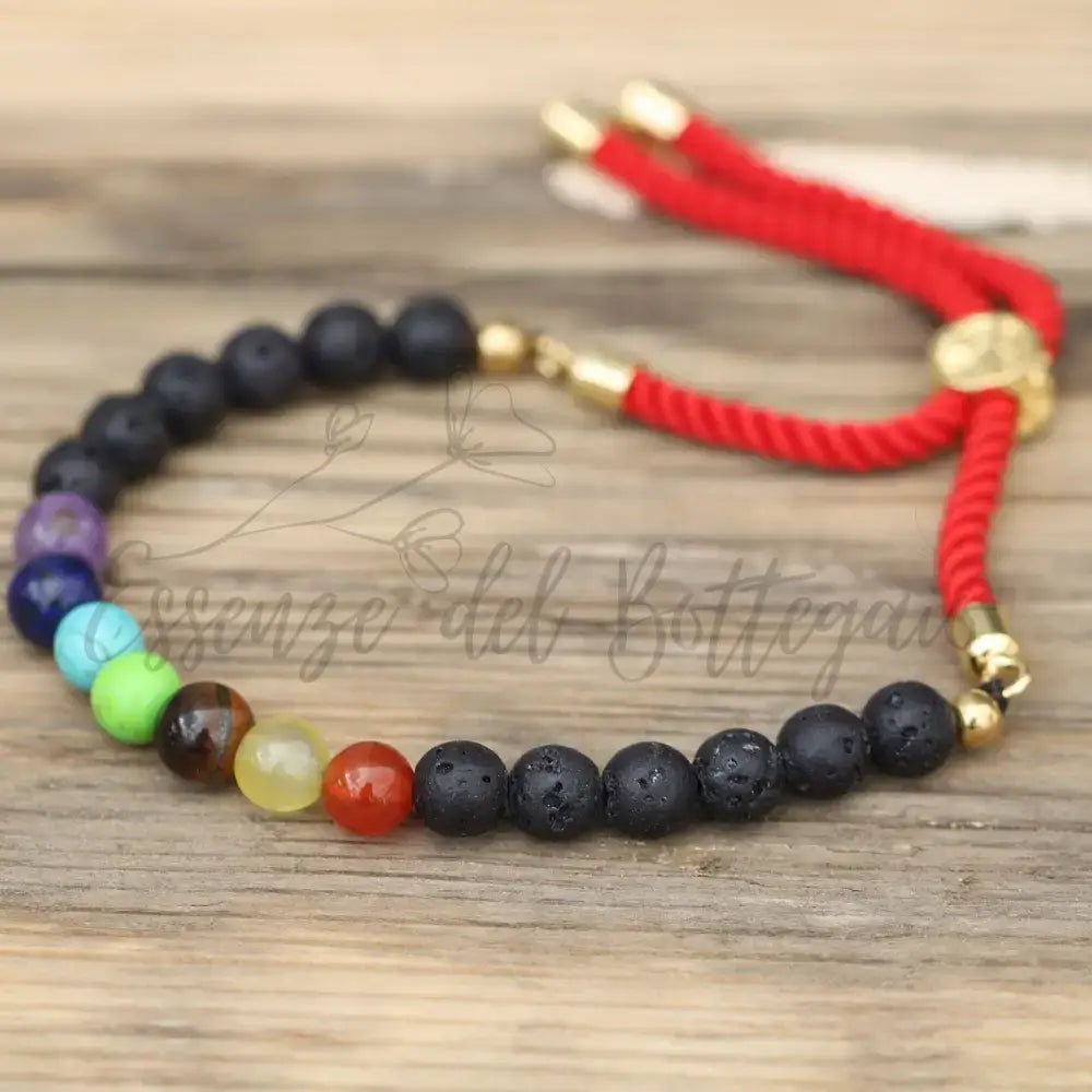 Braccialetto Rosso con Terminali Placcati Oro 18k - Pietra - Gemstones String Bracelets