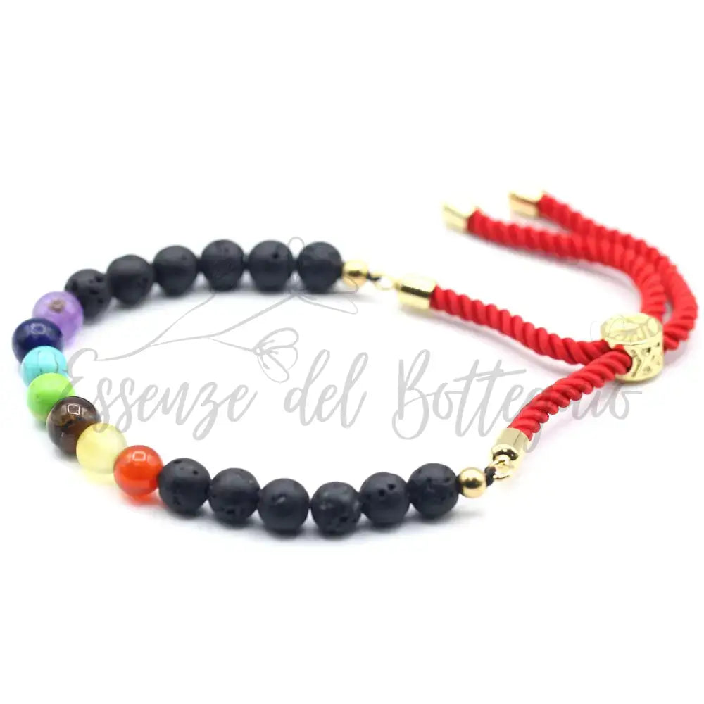 Braccialetto Rosso con Terminali Placcati Oro 18k - Pietra - Gemstones String Bracelets