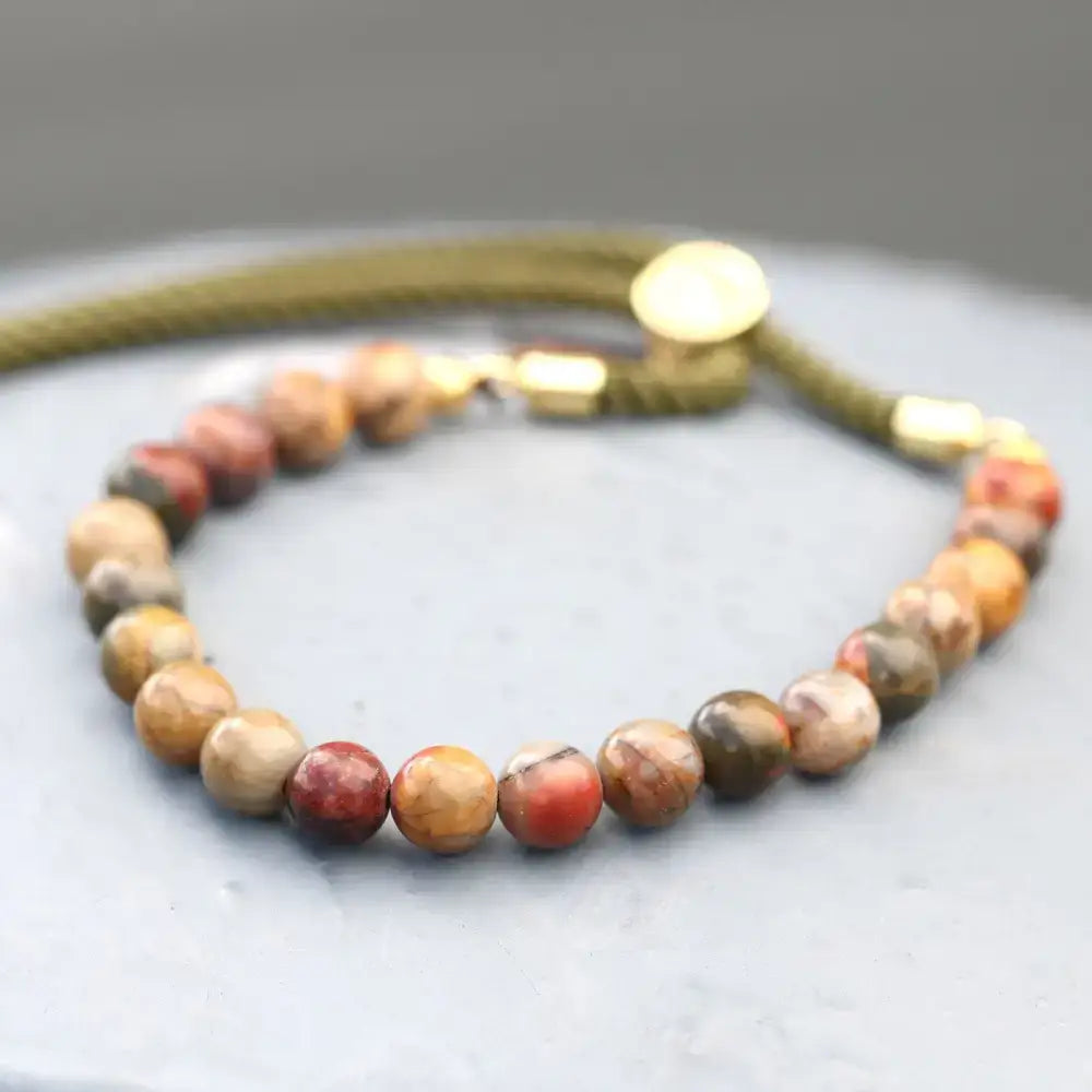 Braccialetto Verde con Terminali Placcati Oro 18k - Diaspro - Gemstones String Bracelets