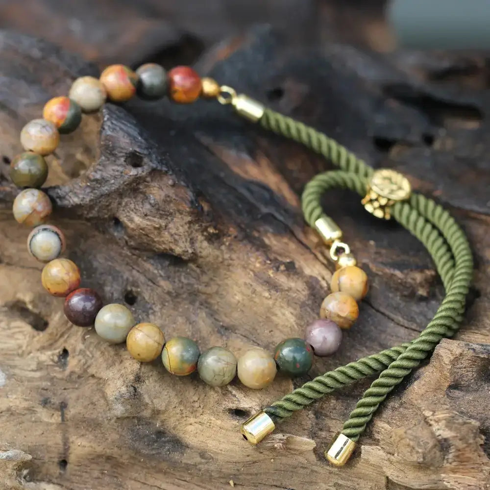 Braccialetto Verde con Terminali Placcati Oro 18k - Diaspro - Gemstones String Bracelets