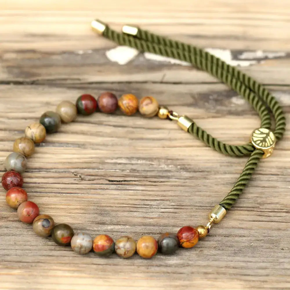 Braccialetto Verde con Terminali Placcati Oro 18k - Diaspro - Gemstones String Bracelets