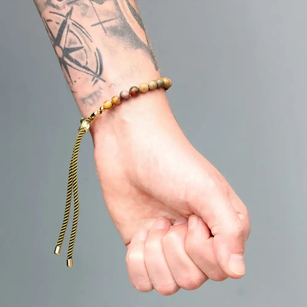 Braccialetto Verde con Terminali Placcati Oro 18k - Diaspro - Gemstones String Bracelets