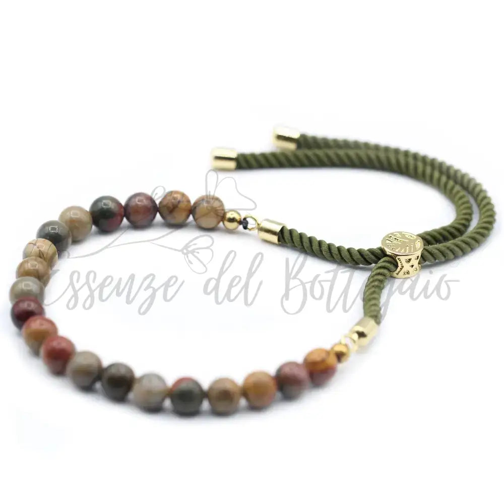 Braccialetto Verde con Terminali Placcati Oro 18k - Diaspro - Gemstones String Bracelets